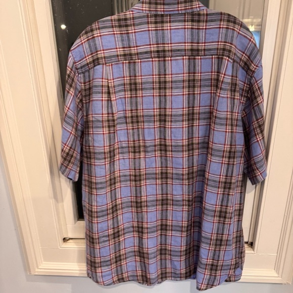 Orvis Men's 100% LINEN Button Down Shirt Short Sleeve Blue / Gray Plaid Sz L NEW - Picture 4 of 13